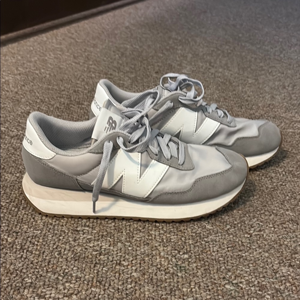 New Balance Gray and White 237 Sneakers